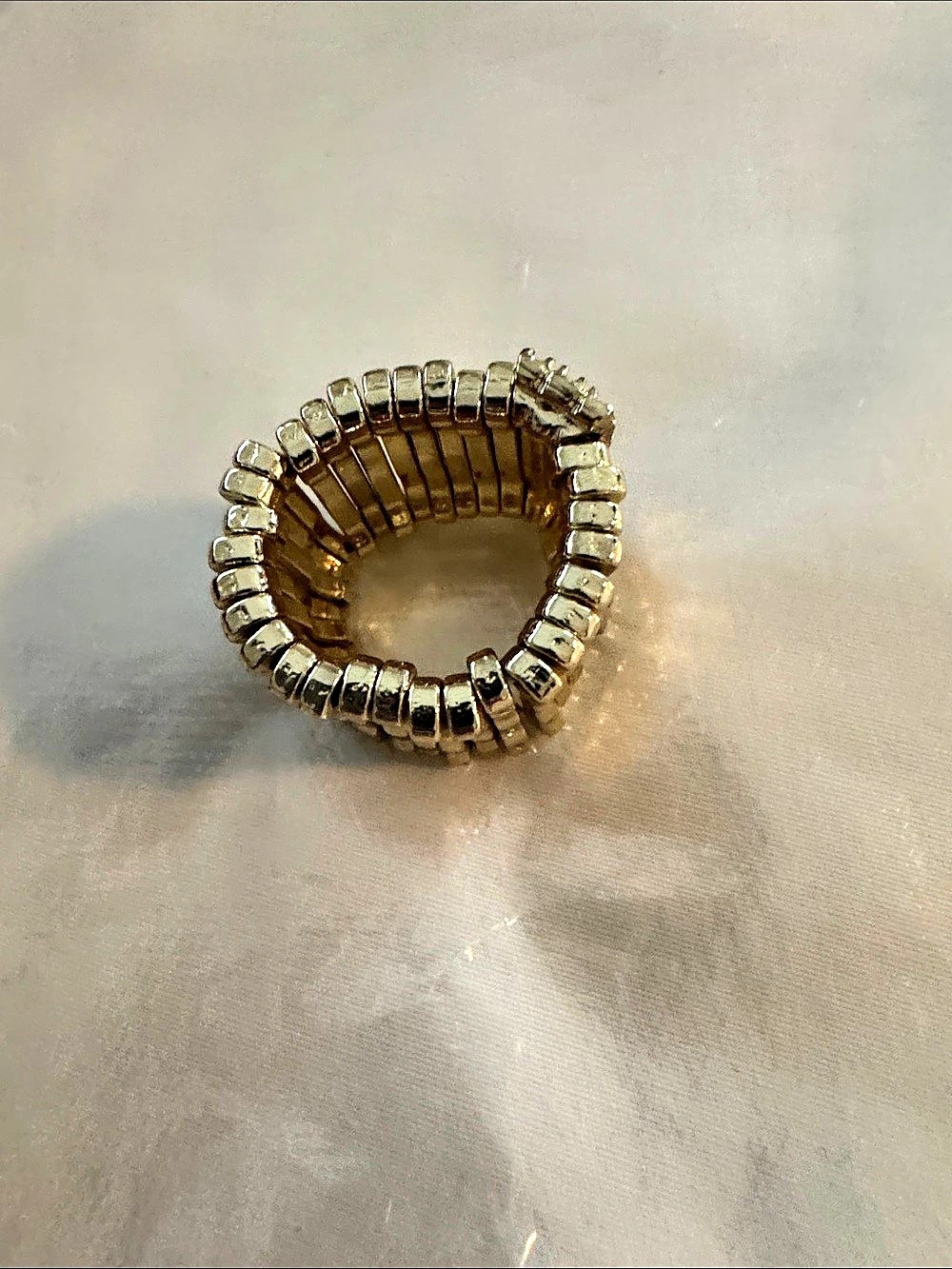 Gold Tone Rhinestone Stretch Statement Ring - Picture 4 of 5